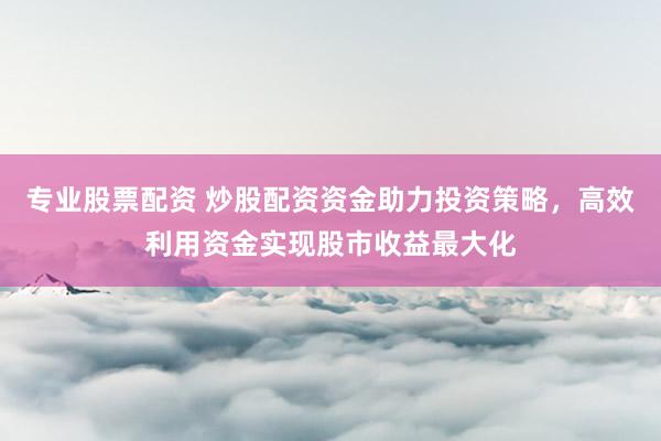 专业股票配资 炒股配资资金助力投资策略，高效利用资金实现股市收益最大化