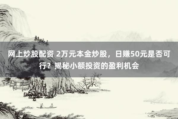 网上炒股配资 2万元本金炒股，日赚50元是否可行？揭秘小额投资的盈利机会