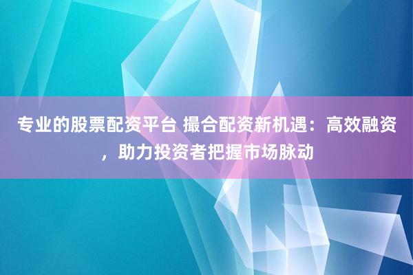 专业的股票配资平台 撮合配资新机遇：高效融资，助力投资者把握市场脉动